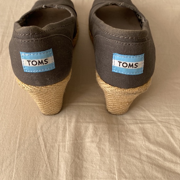 Toms calypso womens gray open toe wedge sandals heels size 8 peep toe - Picture 3 of 5